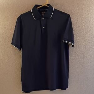 Izod Navy Polo with White Contrast Piping